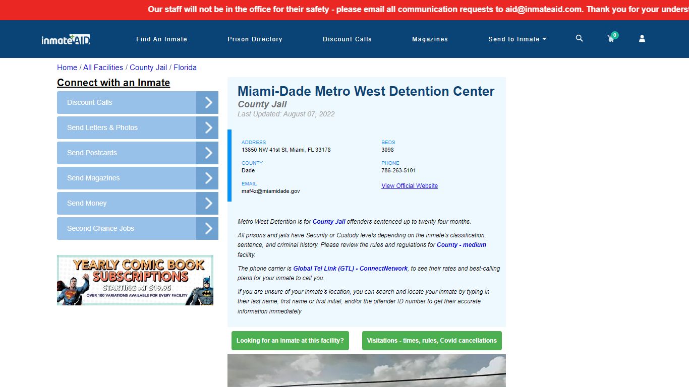 Miami-Dade Metro West Detention Center - Inmate Locator ...